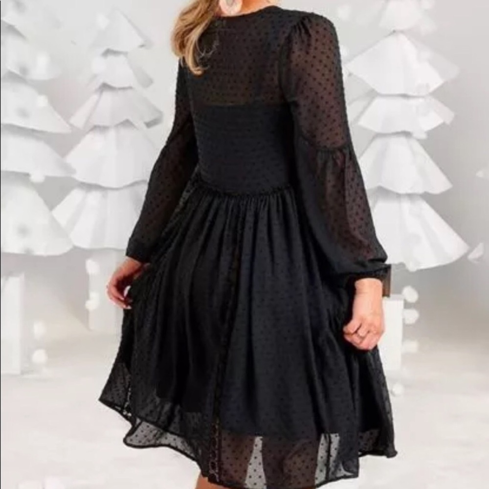 Maltida Jane Black NOSTALGIA Sheer Dot Lace Dress - Picture 3 of 16